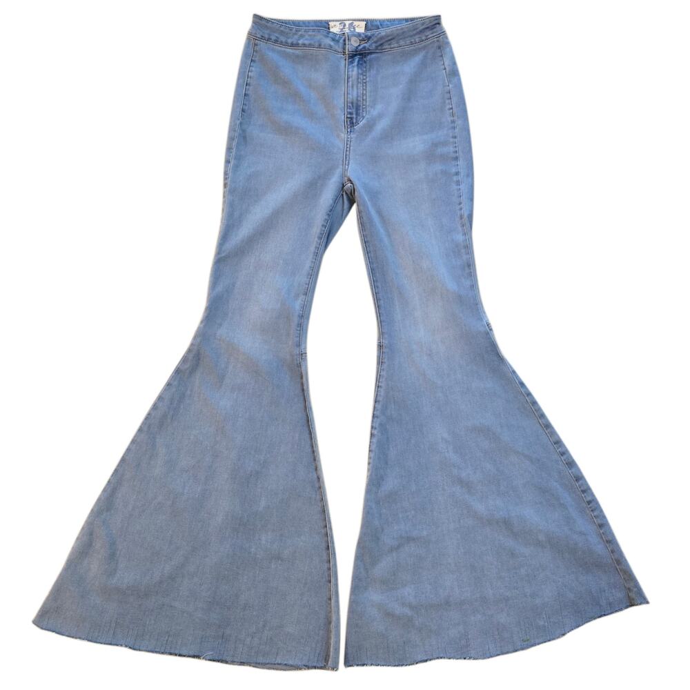 Free People We The Free Just Float On Pieced Flare Jeans Bermondsey Blue Size 26